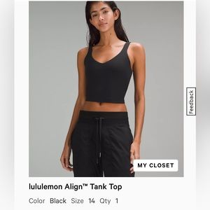 Lululemon Align Crop Tank- size 14